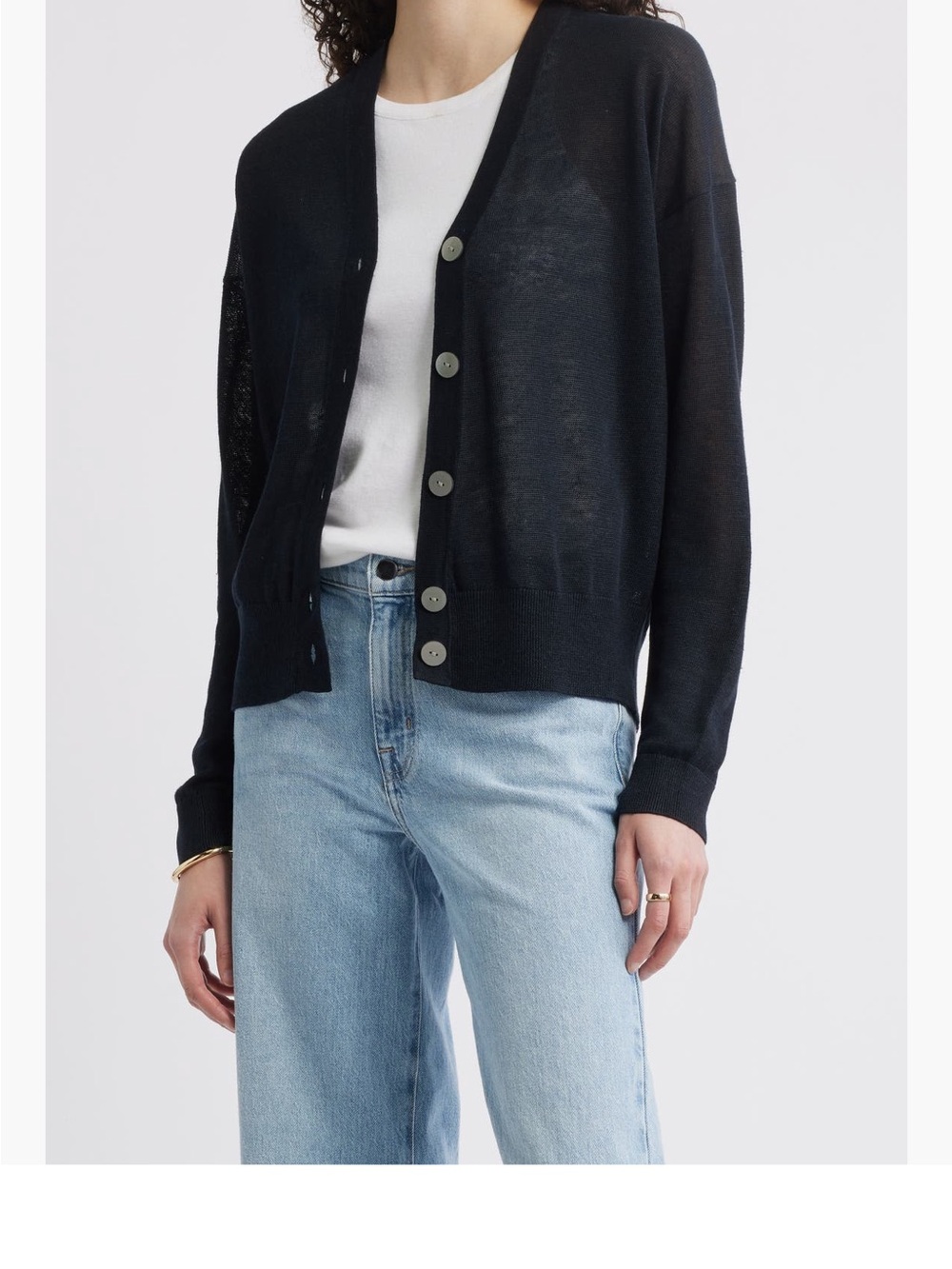Nordstrom Black V-Neck Button-Front Cardigan